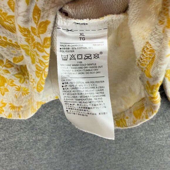 Banana Republic Sweatshirt Women XL Gray Floral Long Sleeve Fleece Crew Neck - Picture 4 of 7